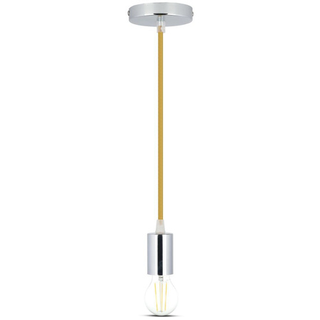 Lampa Wisząca Oprawa E27 Chromowy klosz z beżowym kablem VT-7338 V-TAC