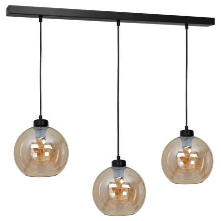 Lampa wisząca SOFIA 3xE27 MLP6581 Bursztynowy Klosz Kula Milagro Metal + Szkło