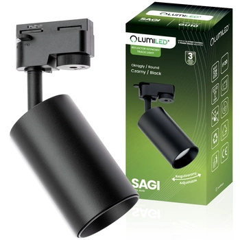 Reflektor Szynowy GU10 Czarny SAGI Lampa do Szynoprzewodów Jednofazowych LUMILED