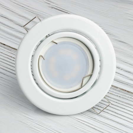 Oprawa HALOGENOWA Podtynkowa Ruchoma Okrągła Biała Blacha GU10 MR16