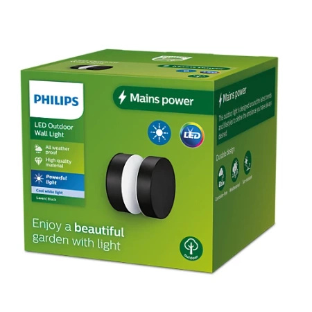 Kinkiet Ogrodowy Lampa Elewacyjna Zewnętrzna LED 6W 750lm 4000K Czarna Laven Philips