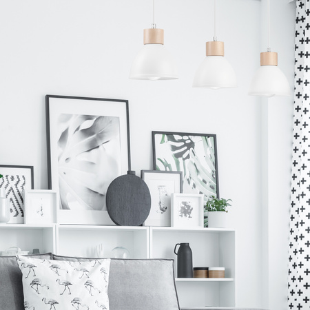 Lampa Wisząca Sufitowa NICO 3xE27 Biała Drewniana LM-3.143 Lamkur