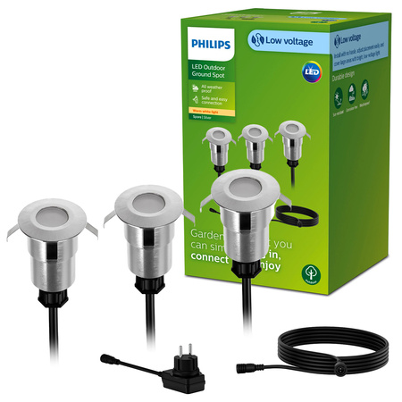 Zestaw 3x Lampa Ogrodowa LED Najazdowa Dogruntowa SPORE GardenLink 1W 24V 2700K IP67 PHILIPS