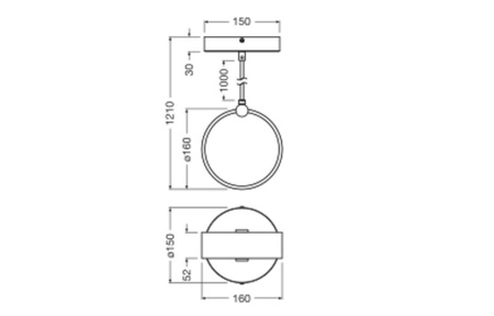 Lampa Sufitowa Wisząca Dekoracyjna LED 8W 370lm 3000K - 4200K - 6500 K CCT Zwis Czarny Decor Ledvance