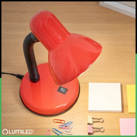 Lampka Biurkowa Stołowa Regulowana SARA Szkolna Nocna E27 Czerwona LUMILED