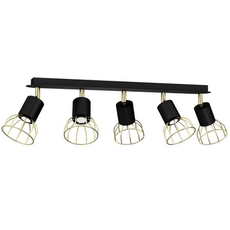 Lampa Sufitowa DANTE Czarna Złota 5x mini GU10 Milagro
