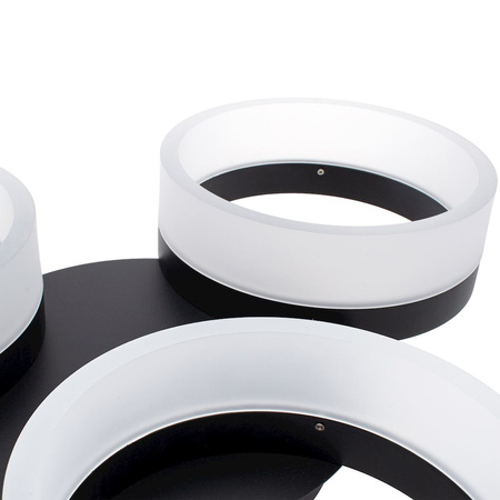 Lampa sufitowa RING trzy okręgi czarny 36W LED IP20 Metal i akryl styl nowoczesny Milagro