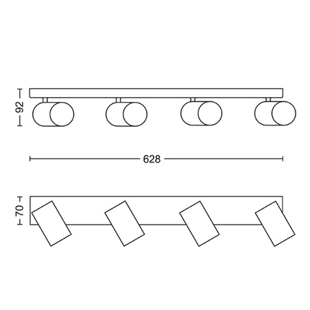 Lampa Sufitowa Reflektor 4x GU10 Biała Kosipo Philips