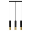 Lampa Sufitowa Oprawa Natynkowa SPOT TUBA 3x GU10 Wisząca Zwis Tubularna Czarna Złota Nowoczesna Loopez Sollux
