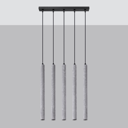 Lampa Sufitowa Wisząca Zwis 5x G9 Żyrandol Tubularna Szara Nowoczesna Pastelo Sollux