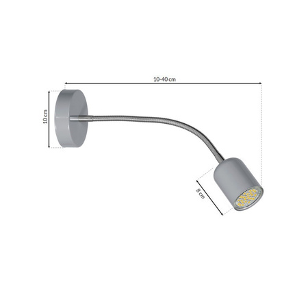 Lampa Ścienna Kinkiet MAXI Szara 1xGU10 Milagro