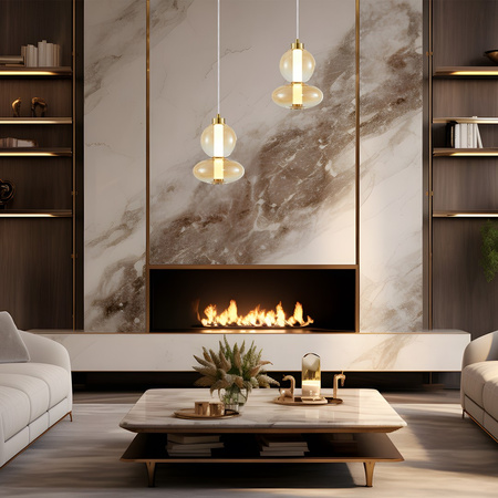 Lampa Wisząca Sufitowa DAPHNE Bursztynowa 12W Milagro