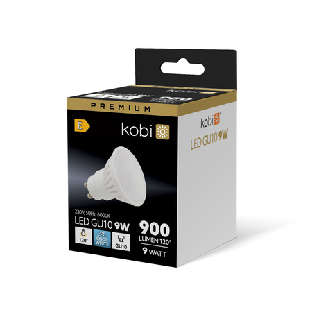 Żarówka LED GU10 Reflektor 9W 900lm 6000K Zimna 120° Premium Kobi