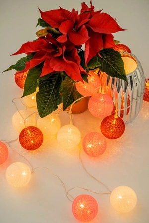 COTTON BALLS Kule świecące LED Girlanda na baterie Biały + różowy Lampki 20x LED MILAGRO EKD9340