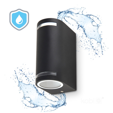 Lampa Ogrodowa Kinkiet Elewacyjny Zewnętrzny 2x GU10 IP44 Czarna Quazar Kobi