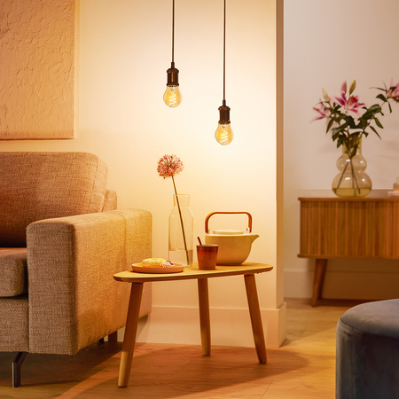 Żarówka LED E27 Kulka P45 2.7W = 15W 180lm 1800K Ciepła CRI90 300° FILAMENT Vintage Bursztynowa Ściemnialna Decorative Philips