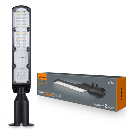 Lampa LED Uliczna Zewnętrzna 30W 3000lm 5000K Neutralna IP65 IK07 Czarna Videx