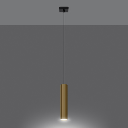 Lampa Sufitowa Wisząca Zwis GU10 Tuba Żyrandol Tubularna Złota Połysk Nowoczesna Lagos Sollux