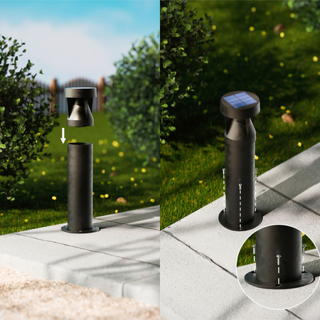 Lampa Ogrodowa Solarna Zewnętrzna SŁUPEK 40.3cm LED 1.8W 200lm 2700K z Czujnikiem Zmierzchu Avery Philips