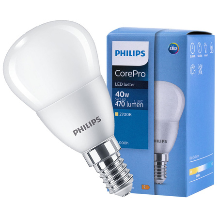 Żarówka LED E14 5W = 40W 470lm 2700K Ciepła KULKA PHILIPS