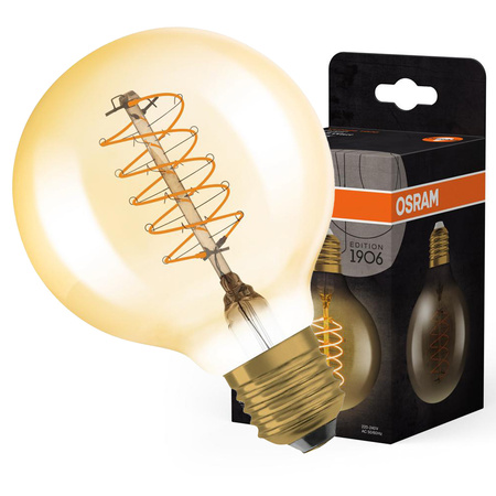 Żarówka LED Dekoracyjna G80 Kula E27 7W = 48W 600lm 2200K Ciepła 320° Filament Ściemnialna Vintage 1906 Osram