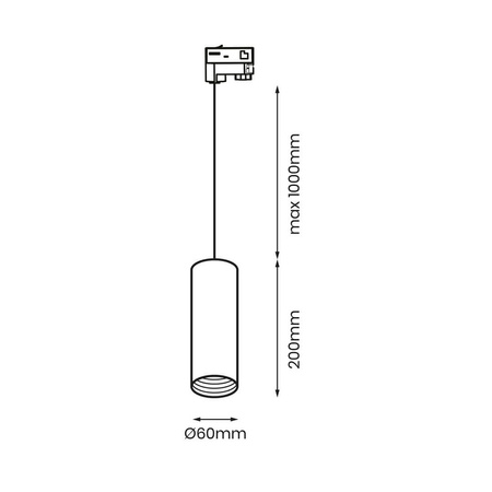 Reflektor Szynowy GU10 Biały zwis tuba 3 – fazowy do Szynoprzewodów Pipe Track Eko-Light