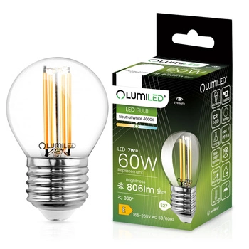 Żarówka LED E27 P45 Filament 7W = 60W 806lm 4000K Neutralna 360° LUMILED