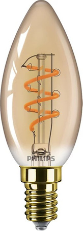 Żarówka LED Świeczka E14 B35 3W = 25W 250lm 2200K Ciepła Filament Bursztynowa PHILIPS Ściemnialna