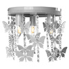 Lampa dziecięca sufitowa szara Żyrandol ANGELICA Motyle 3x E27 Metal i kryształki Milagro