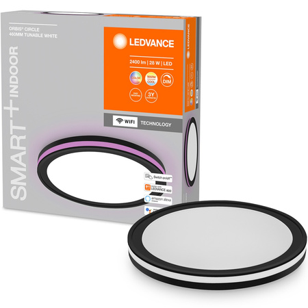 Plafon LED Lampa Sufitowa ORBIS CIRCLE 28W 2400lm RGB CCT 46cm SMART+ WIFI LEDVANCE czarna