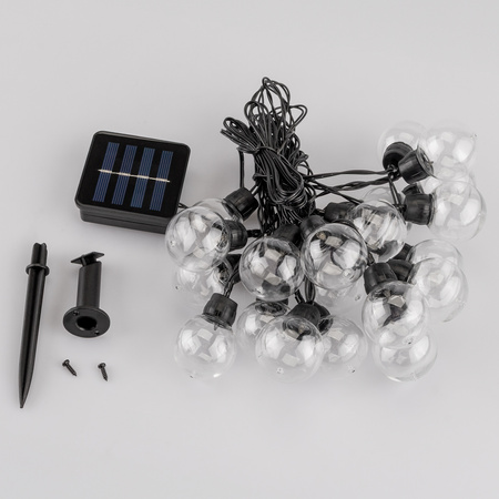 Girlanda Solarna Ogrodowa 20x LED Ozdobne Kuleczki 7,5m Ciepła 3000K GLADI 2 LUMILED