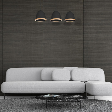 Lampa wisząca STUDIO 3xE27 Klasyczne Klosze Drewniane Wykończenie Czarna MLP8853 Milagro Metal + Drewno