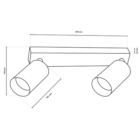 Lampa Sufitowa Plafon SPOT TUBA Reflektor Oprawa Halogenowa Skośna 2x GU10 TABULA LUMILED