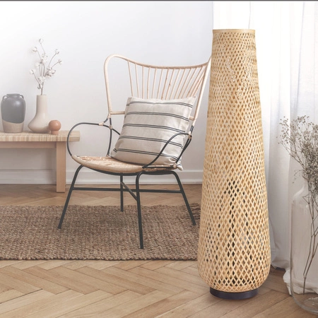 Lampa Podłogowa Stojąca Dekoracyjna E27 Beżowy BAMBOO NATURAL Sanico Goldlux