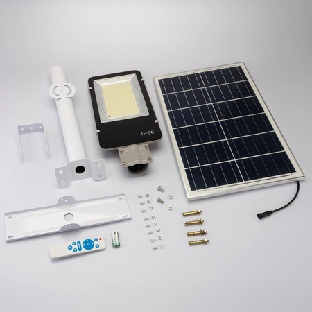 Lampa Solarna Uliczna LED 1500W 150000lm 6500K Zimna Czujnik Zmierzchu MOCNA Latarnia Ogrodowa z Regulowanym Panelem + Uchwyt i Pilot