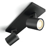 Lampa sufitowa Reflektor LED Spot Runner Czarny 2x4.2W CCT PHILIPS HUE Bluetooth Zigbee + Przełącznik Dimmer Switch