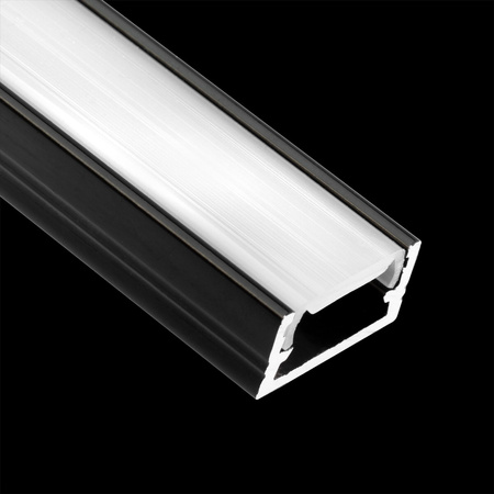 Profil Aluminiowy natynkowy MINI do taśm LED nawierzchniowy, nakładany 1m Czarny + Mleczny Klosz