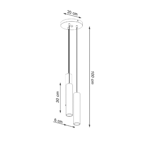 Lampa Sufitowa Wisząca Zwis 3x GU10 Tubularna Brązowa Skandynawska Lino Sollux