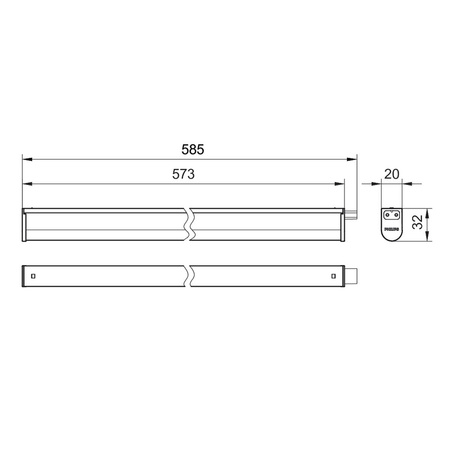 Lampa Meblowa Podszafkowa LED 6,5W 60cm CCT Biała Projectline Batten PHILIPS