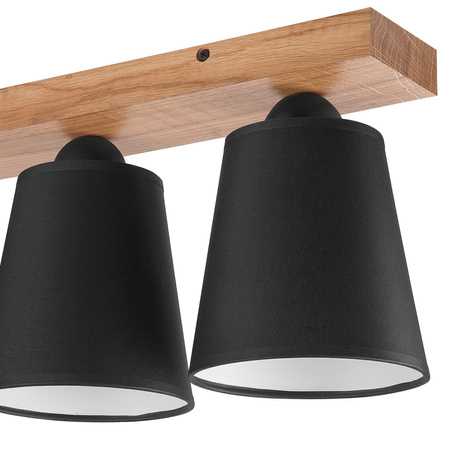 Lampa Sufitowa LULA 3xE27 Czarna Dębowa LM-3.200 Lamkur
