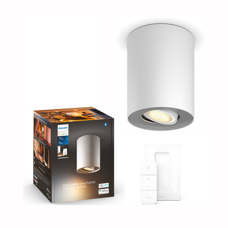 Oprawa Sufitowa Natynkowa LED Spot Pillar Biały 5W CCT PHILIPS HUE Bluetooth Zigbee + Przełącznik Dimmer Switch