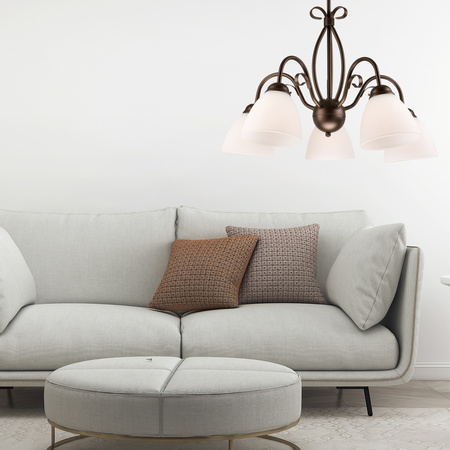 Lampa Wisząca Sufitowa ADELLE 5xE27 Biała Drewniana Klasyczna LM-5.6 Lamkur