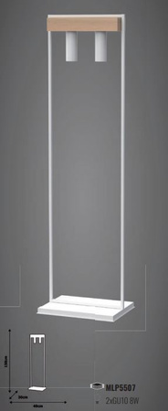 Lampa stojąca podłogowa WEST biała 2x GU10 MILAGRO geometryczna metal + drewno