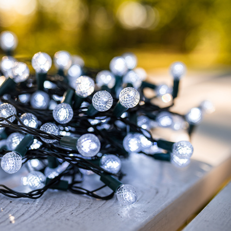 Kurtyna Świetlna Lampki Świąteczne CHERRY BALL 200LED Zimny Biały 3+16m