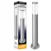 Lampa Ogrodowa Zewnętrzna E27 Słupek 65cm Srebrna
