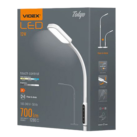 Lampa Podłogowa LED 12W 1280lm 5500K Zimna Biała Ściemnialna TOKYO Videx