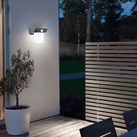 Kinkiet Solarny LED Lampa Zewnętrzna Ogrodowa 4000K IP44 Czujnik Ruchu i Zmierzchu