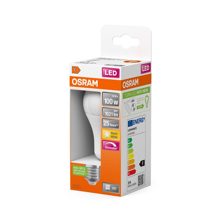 Żarówka LED A60 E27 14W = 100W 1521lm 2700K Ciepła 200° Ściemnialna SUPERSTAR Osram