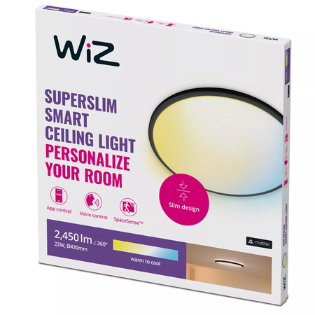 Plafon LED Lampa Sufitowa Natynkowa 22W CCT Czarny Okrągły SMART WiFi WiZ