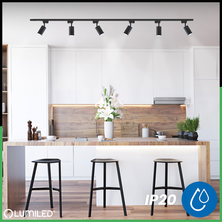 Zestaw Szyna Oświetleniowa Szynoprzewód 2m + 6x Reflektor Szynowy SAGI GU10 Czarno Złoty LUMILED